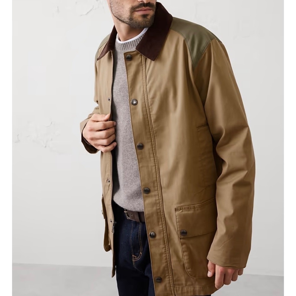 NWT Banana Republic Men's XXL Cord Collar Field Jacket Barn Corduroy Chore Khaki